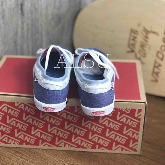 🔥SALE!🔥 NWT VANS Chauffeur Canvas Blue Sneakers Logo Kid’s AUTHENTIC 000SE9F6H - Picture 7 of 8